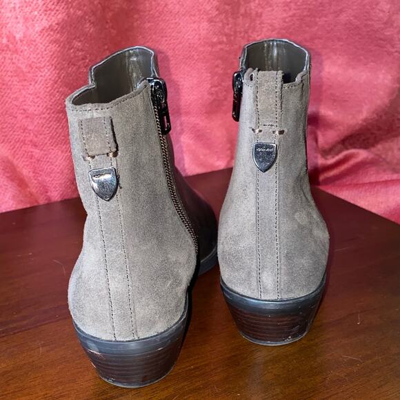 COACH Carmen Booties Two Tone Taupe Brown Leather Suede 5B USED Ankle Side Zip - Picture 5 of 16